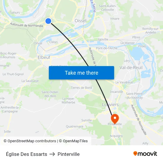 Église Des Essarts to Pinterville map