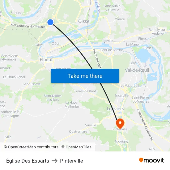 Église Des Essarts to Pinterville map