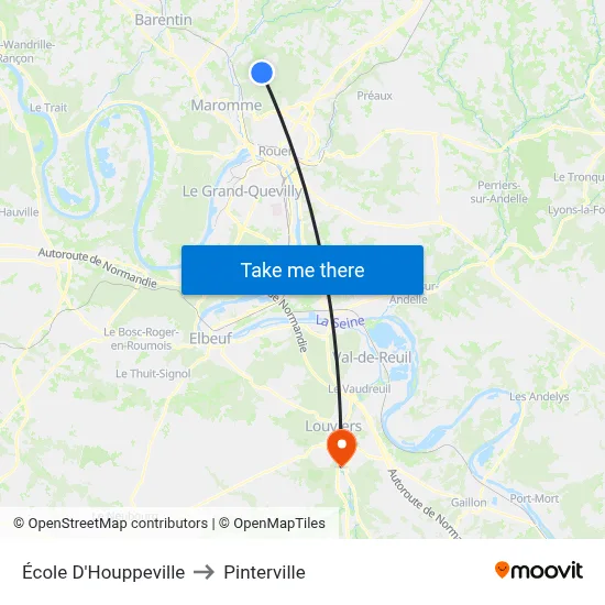 École D'Houppeville to Pinterville map