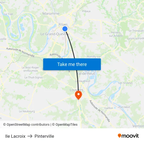 Ile Lacroix to Pinterville map