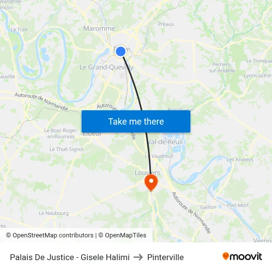 Palais De Justice - Gisele Halimi to Pinterville map