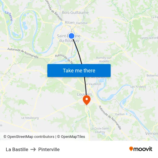 La Bastille to Pinterville map