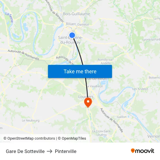 Gare De Sotteville to Pinterville map