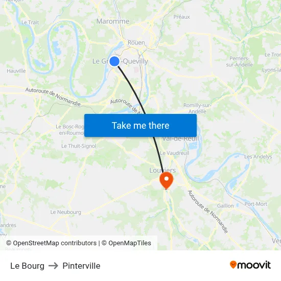 Le Bourg to Pinterville map