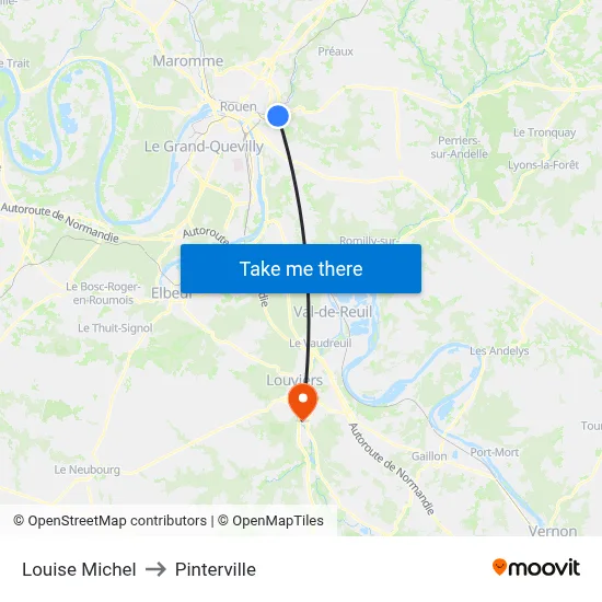Louise Michel to Pinterville map