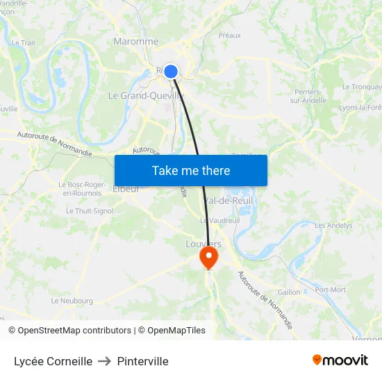 Lycée Corneille to Pinterville map