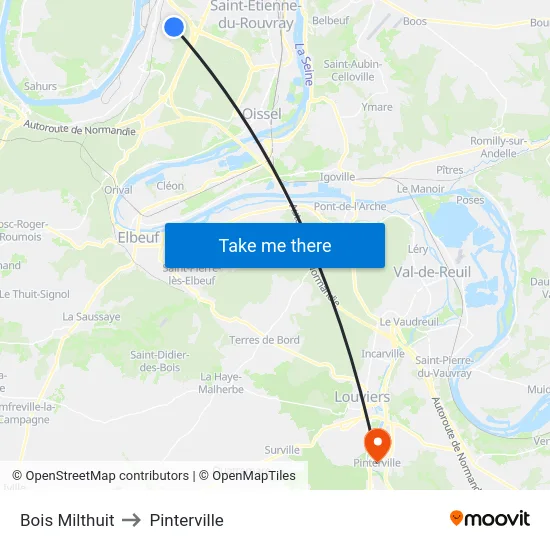 Bois Milthuit to Pinterville map