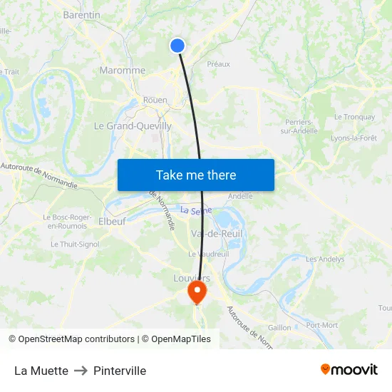 La Muette to Pinterville map