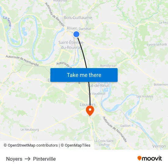 Noyers to Pinterville map