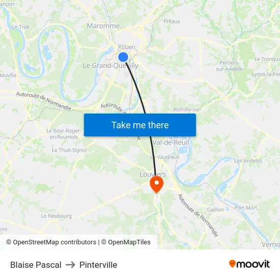 Blaise Pascal to Pinterville map