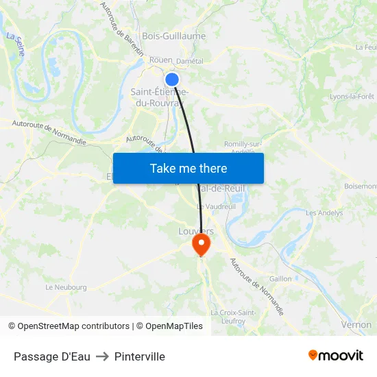 Passage D'Eau to Pinterville map