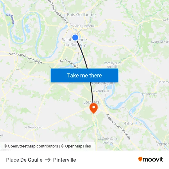 Place De Gaulle to Pinterville map
