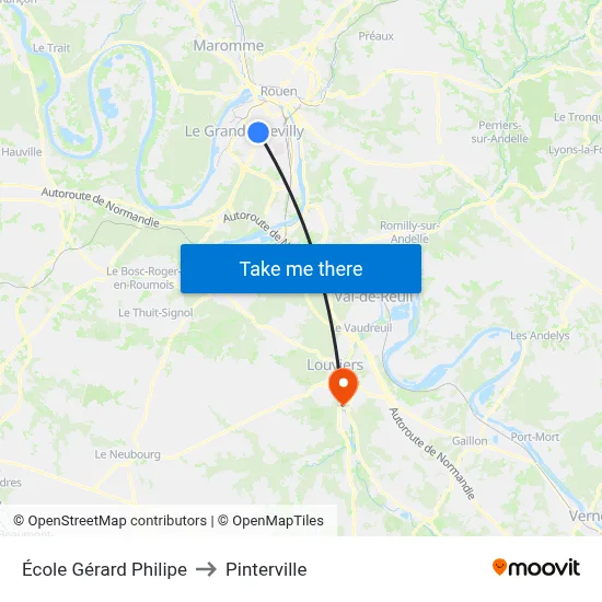 École Gérard Philipe to Pinterville map