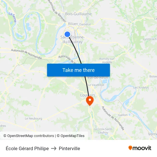 École Gérard Philipe to Pinterville map