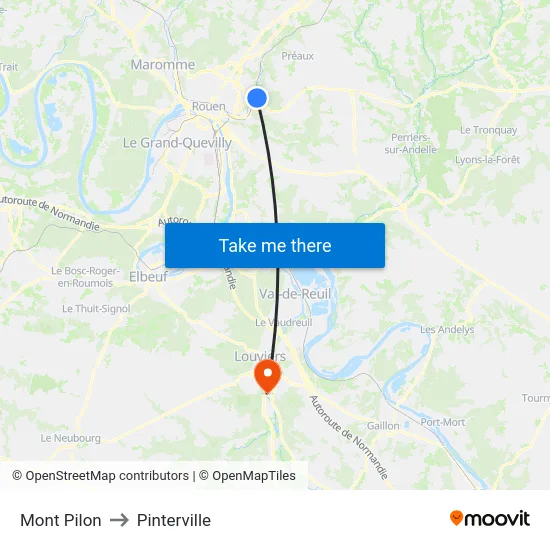 Mont Pilon to Pinterville map