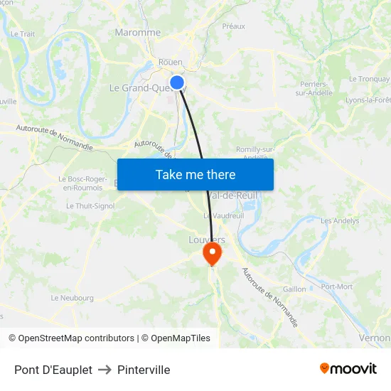 Pont D'Eauplet to Pinterville map