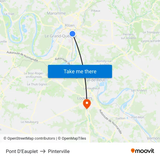 Pont D'Eauplet to Pinterville map