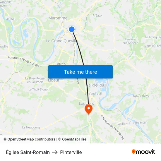 Église Saint-Romain to Pinterville map