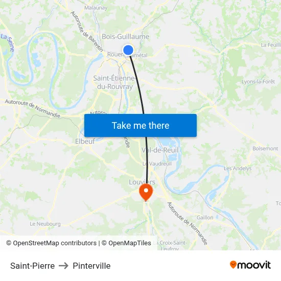 Saint-Pierre to Pinterville map