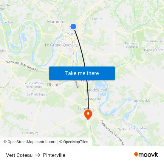 Vert Coteau to Pinterville map