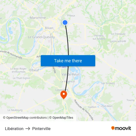 Libération to Pinterville map