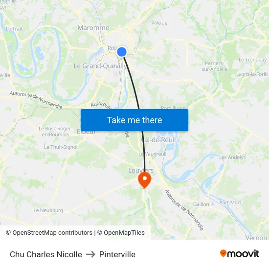 Chu Charles Nicolle to Pinterville map
