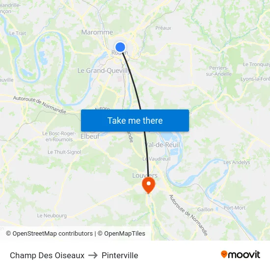 Champ Des Oiseaux to Pinterville map
