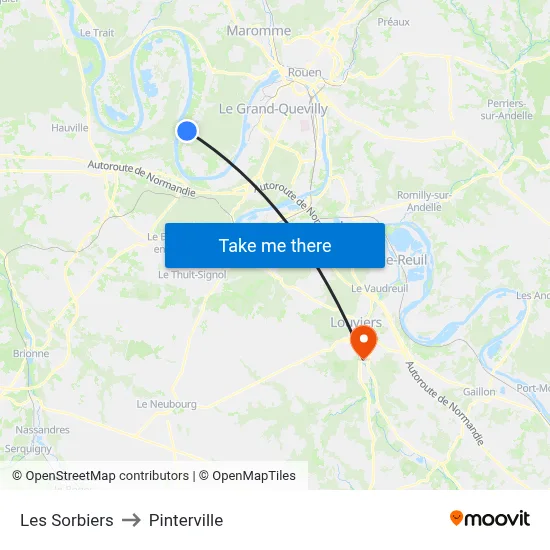 Les Sorbiers to Pinterville map