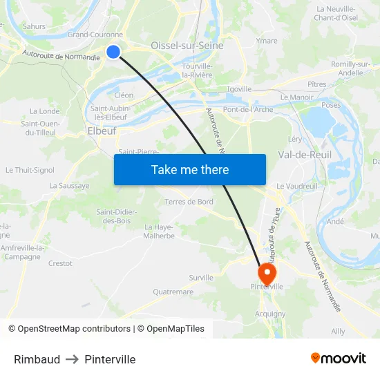 Rimbaud to Pinterville map