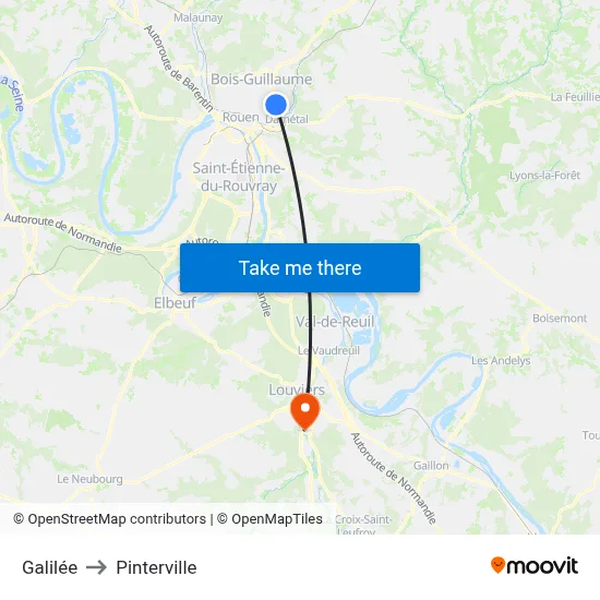 Galilée to Pinterville map
