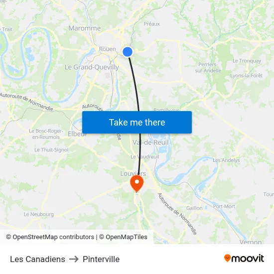 Les Canadiens to Pinterville map