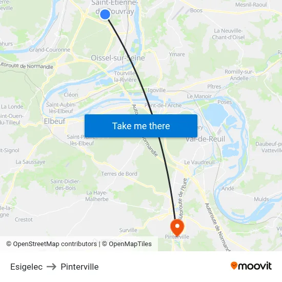 Esigelec to Pinterville map