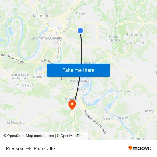 Pressoir to Pinterville map