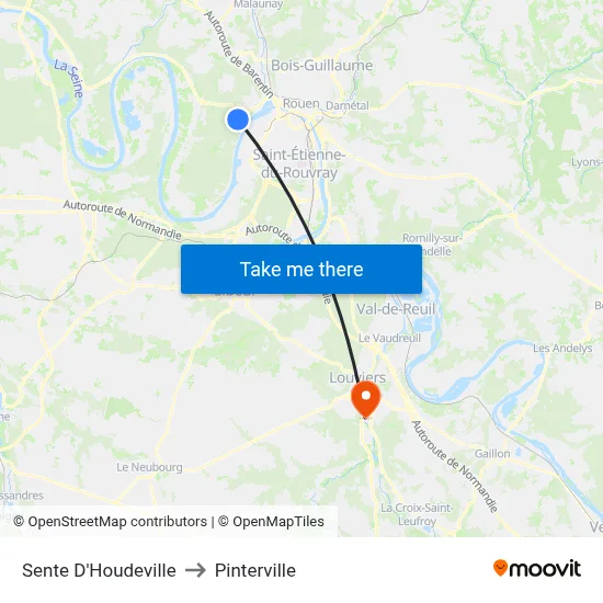 Sente D'Houdeville to Pinterville map