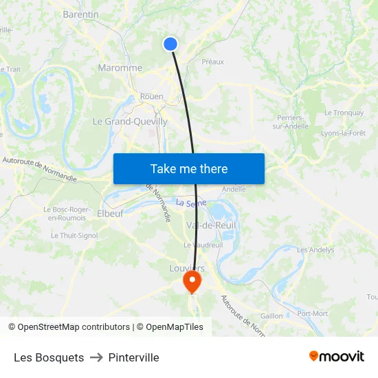 Les Bosquets to Pinterville map