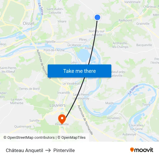 Château Anquetil to Pinterville map