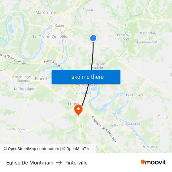 Église De Montmain to Pinterville map