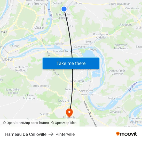 Hameau De Celloville to Pinterville map