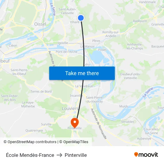 École Mendès-France to Pinterville map