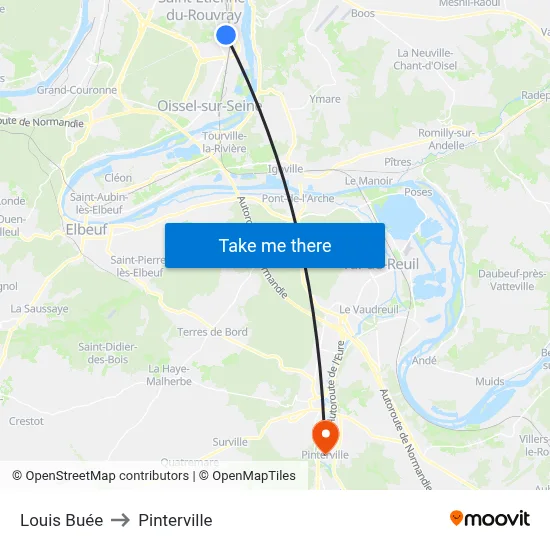 Louis Buée to Pinterville map