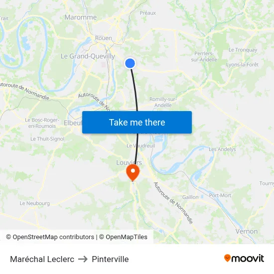 Maréchal Leclerc to Pinterville map