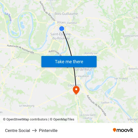 Centre Social to Pinterville map