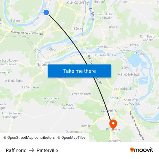 Raffinerie to Pinterville map