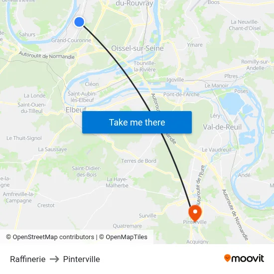 Raffinerie to Pinterville map