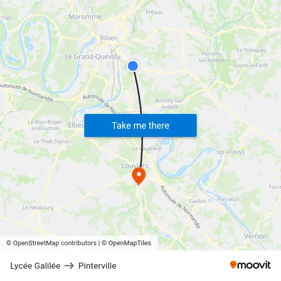 Lycée Galilée to Pinterville map