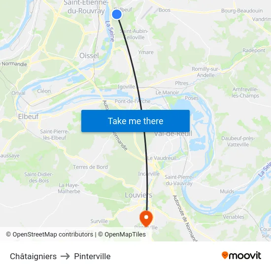 Châtaigniers to Pinterville map