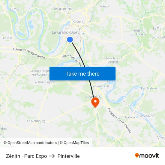 Zénith - Parc Expo to Pinterville map