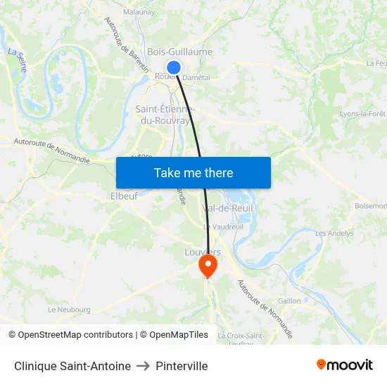 Clinique Saint-Antoine to Pinterville map