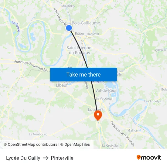 Lycée Du Cailly to Pinterville map