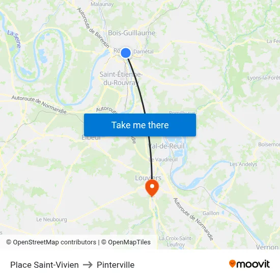 Place Saint-Vivien to Pinterville map